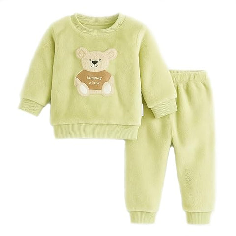 Kid's Warm Micro Fleece Winter Sweatshirt T-shirt and Pajama Coord Clothing Set