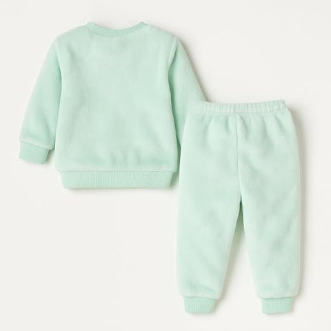 Kid's Warm Micro Fleece Winter Sweatshirt T-shirt and Pajama Coord Clothing Set