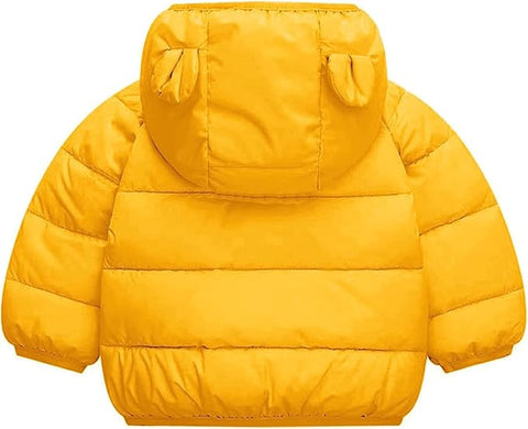 Kids Shiny Sparkling Quilted Winter Warm Standard Length Hooded Jacket