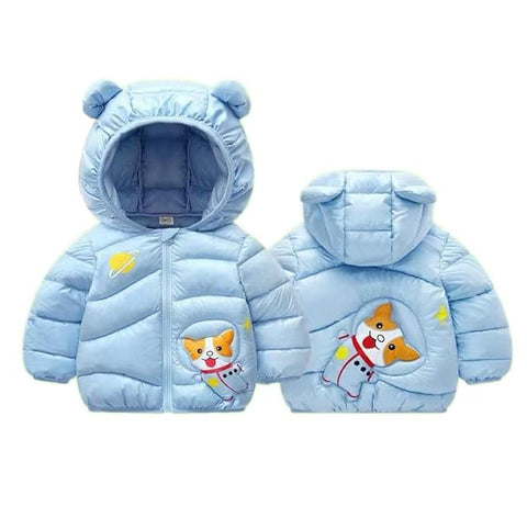 Kids Cartoon LED Light Patch Shiny Sparkling Quilted Winter Kid's Warm Hood Puffer Bomber Jacket for Infant Toddler Boys & Girls
