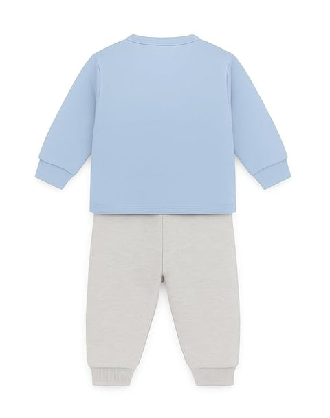 Baby Winter Front Button Colorful Cartoon Printed Sweatshirt and Pajama Clothing Set