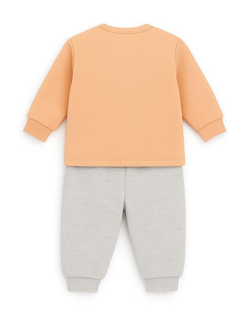 Baby Winter Front Button Colorful Cartoon Printed Sweatshirt and Pajama Clothing Set