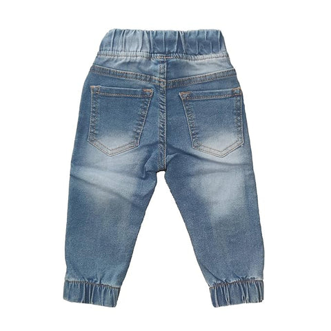 Kid's Cotton Denim Jeans Jogger Pant with Elasticated Waistband and 5 Pockets for Boys and Girls