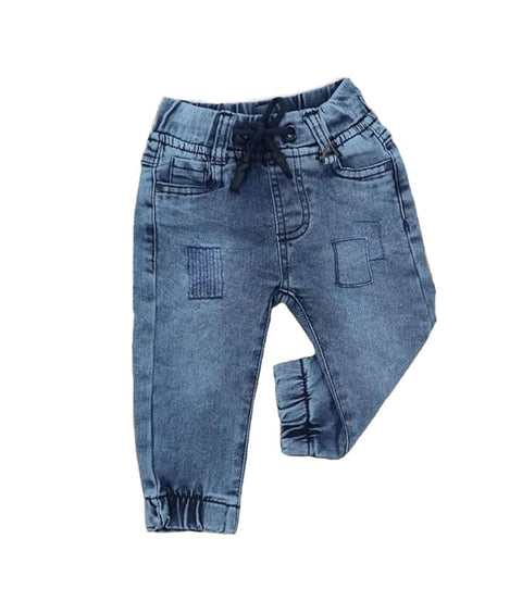 Kid's Cotton Denim Jeans Jogger Pant with Elasticated Waistband and 5 Pockets for Boys and Girls