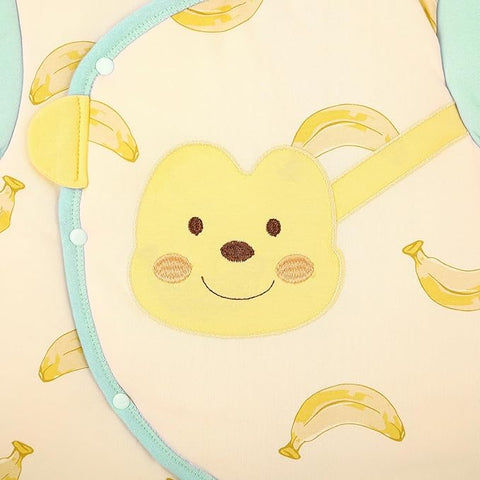 Banana Monkey Baby Romper with Matching Bib 2-Piece Set
