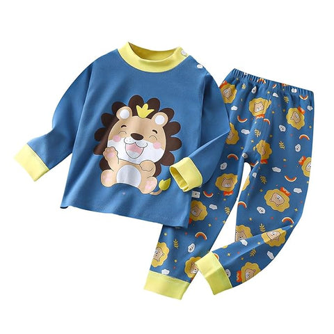 Kids Cartoon Lion Print Pyjama Set