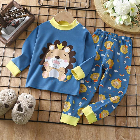 Kids Cartoon Lion Print Pyjama Set