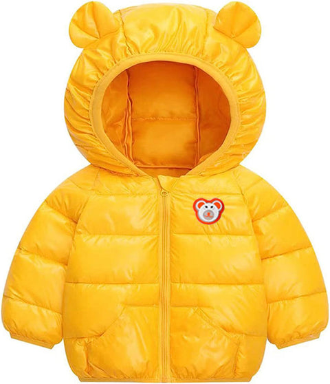 Kids Cartoon LED Light Patch Shiny Sparkling Quilted Winter Kid's Warm Hood Puffer Bomber Jacket for Infant Toddler Boys & Girls