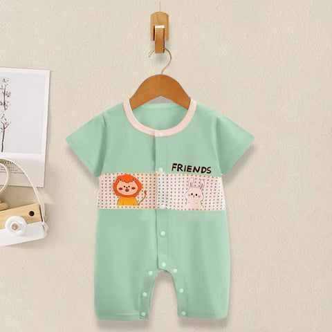 Half Sleeve Pure Cotton Cartoon Printed Onesie Romper Bodysuit for Newborn to Infant Kids