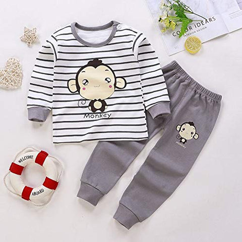 "Little Monkey" Striped Baby Pyjama Set