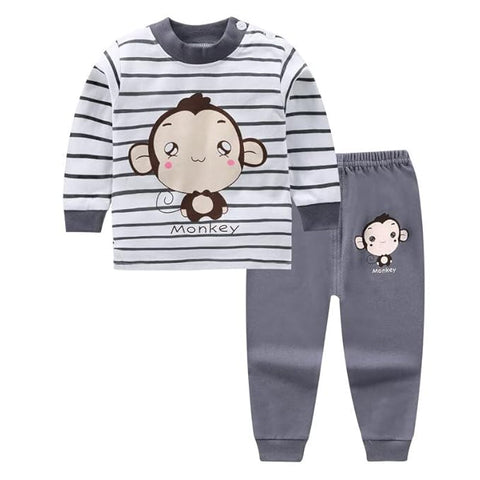 "Little Monkey" Striped Baby Pyjama Set