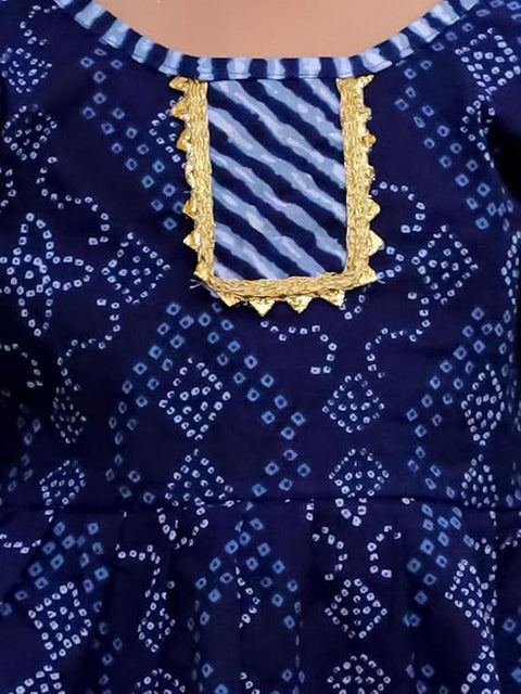 Leheriya Bandej Print Girl's Ethnic Kurta With Dhoti Pant Tradional Dresses