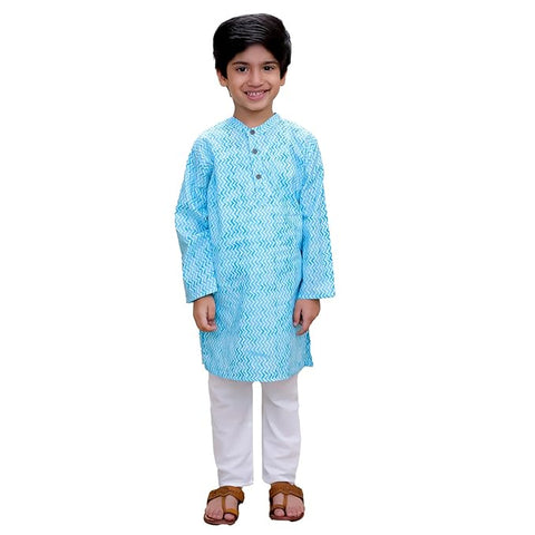 Blue Cotton Ethnic Kurta & Pyjama / Salwar Suit Traditional Dress for Boys & Girls