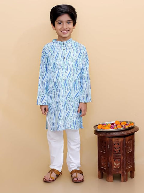 Sea-Green Cotton Ethnic Kurta & Pyjama / Salwar Suit Traditional Dress for Boys & Girls