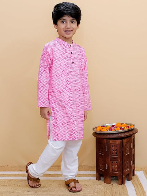 Pink Cotton Ethnic Kurta & Pyjama / Salwar Suit Traditional Dress for Boys & Girls