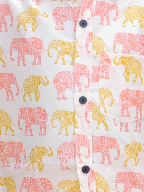 Elephant Print Cotton Half Sleeve Shirt and Shorts Co-ord Set for Lil Boys