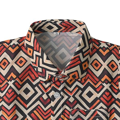 Boys Geometric Print Two-Piece Shirt and Shorts Set