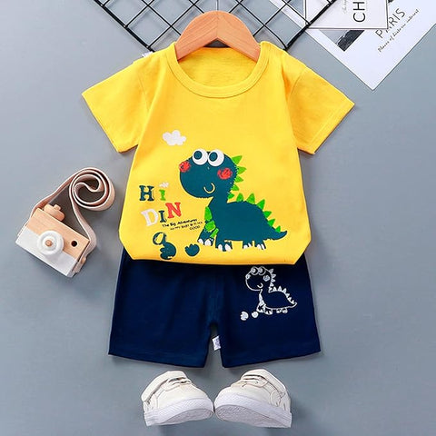 "Hi Dino" Summer Baby T-Shirt & Shorts Set