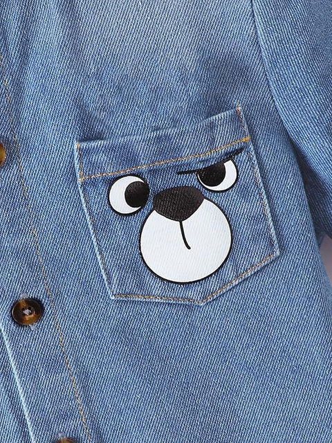 Cool Bear Denim-Look Baby Shirt & Shorts Set