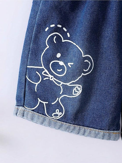 Cool Bear Denim-Look Baby Shirt & Shorts Set
