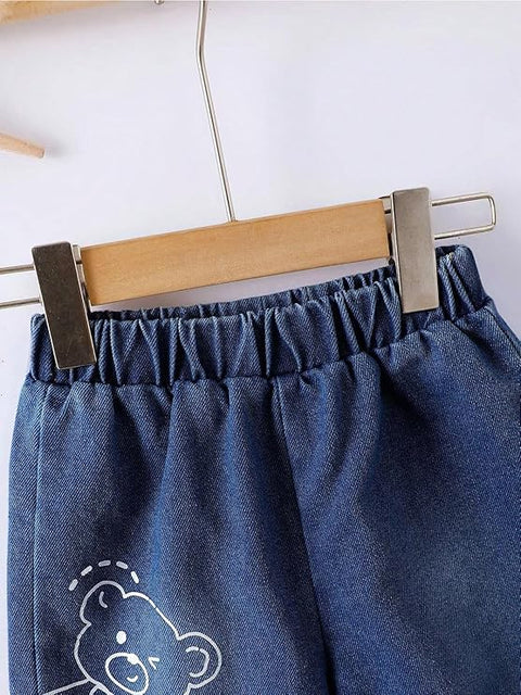 Cool Bear Denim-Look Baby Shirt & Shorts Set