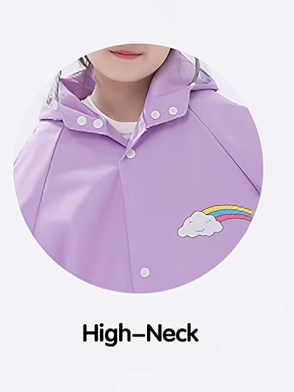 Kids Purple Hooded Raincoat