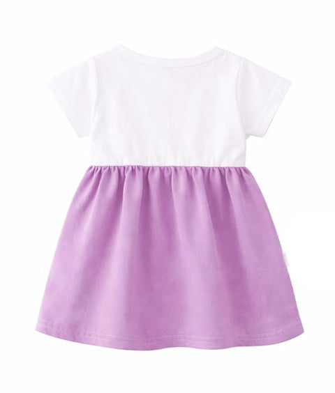 Girls Dog Face Flared One Piece Casual Dress