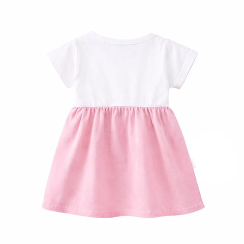 Girls Dog Face Flared One Piece Casual Dress
