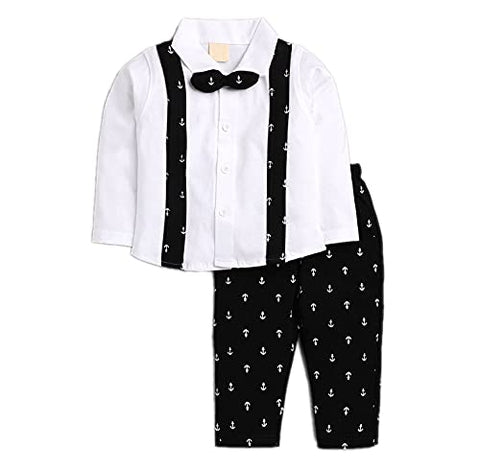 Kids Suspender Style Partywear Shirt Pant and Bow Tie Set
