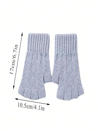 Woollen Knitted Warm Half Finger Gloves for Women and Girls