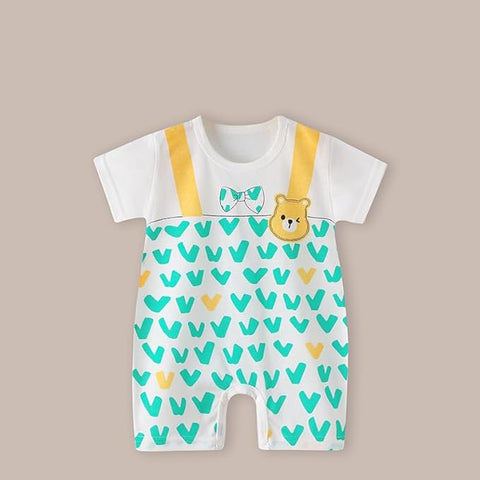 Cartoon Print Cotton Half Length Baby Romper Jumpsuit for Newborn Infant Toddler Kids