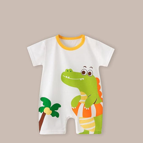 Cartoon Print Cotton Half Length Baby Romper Jumpsuit for Newborn Infant Toddler Kids
