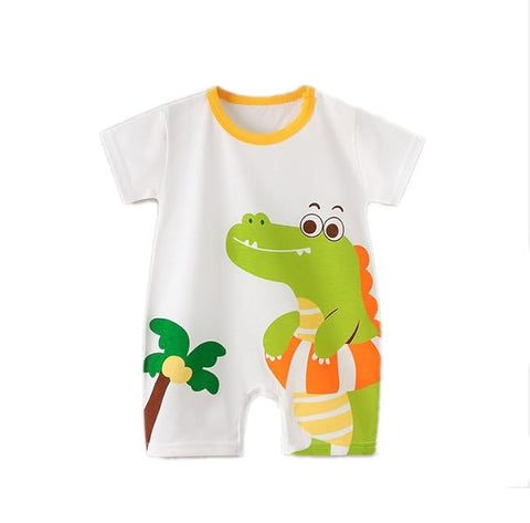 Cartoon Print Cotton Half Length Baby Romper Jumpsuit for Newborn Infant Toddler Kids