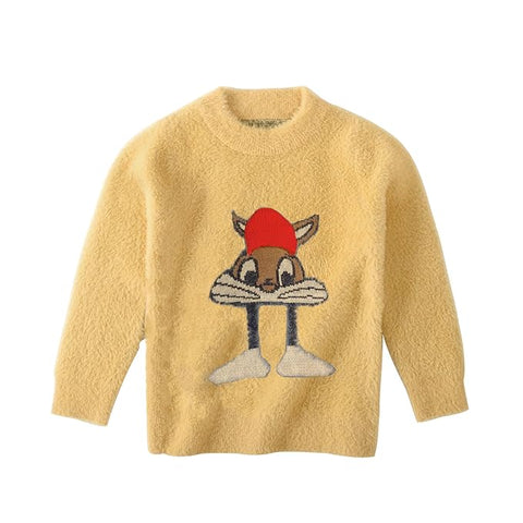Kid's Bear Cartoon Soft Fur Woolen Winter Sweater Pullover for Boys & Girls