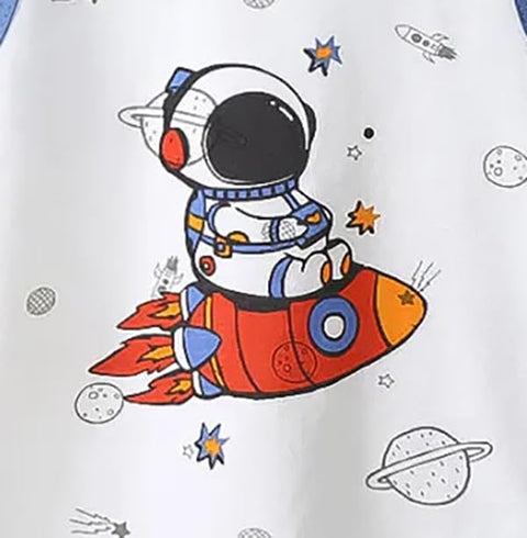 Kid's Cool Space Print Kid's Sleeveless T-Shirt & Shorts Set