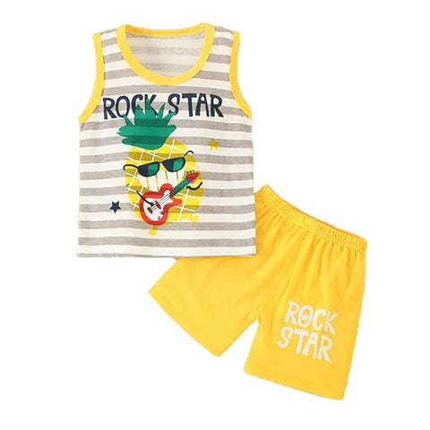 Kid's Stripe Print Kid's Sleeveless T-Shirt & Shorts Set