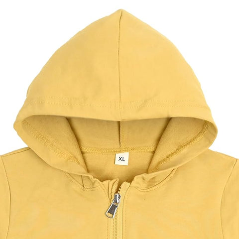 Jungle Print Pre-Winter Cotton Front Open Zipper Sweatshirt Hoodie for Kids