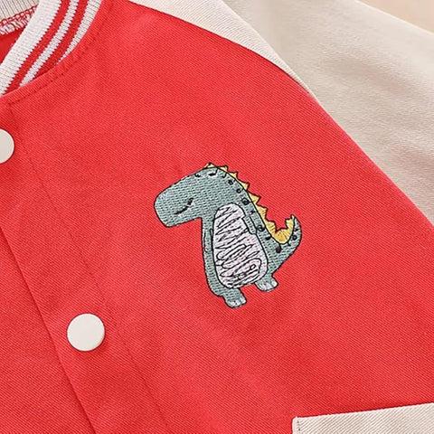 Kids Winter Full Sleeve Dinosaur T-shirt with Jacket & Jeans Pant 3 Piece Party Dress for Boys