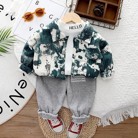 Boys T-shirt, Jogger & Denim Jacket 3-Piece Set