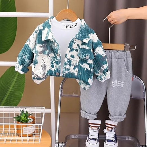Boys T-shirt, Jogger & Denim Jacket 3-Piece Set