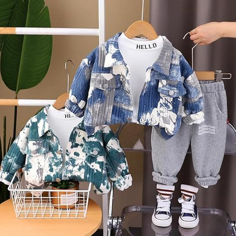 Boys T-shirt, Jogger & Denim Jacket 3-Piece Set