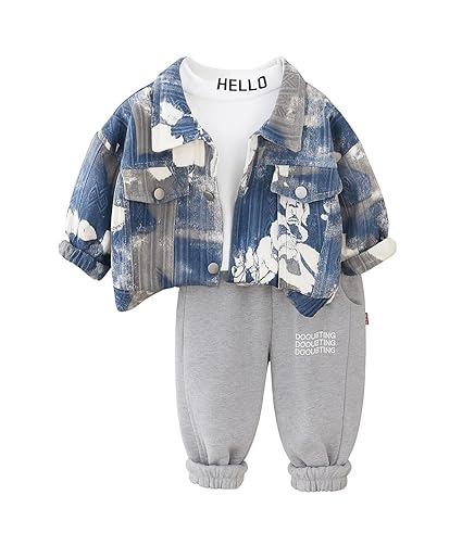 Boys T-shirt, Jogger & Denim Jacket 3-Piece Set
