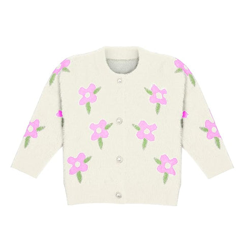 Knitted Woolen Warm Full Sleeve Sweater Cardigan - Soft Furry Cardigan for Girls