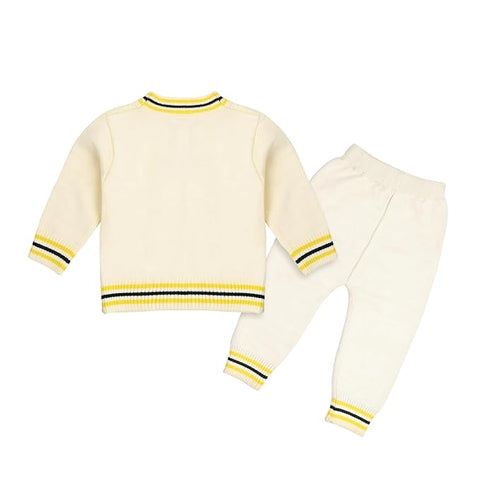 Kid's Cartoon Bear Knitted Warm Woolen Sweater Tshirt and Joggers Pant Winter Co-ord Set