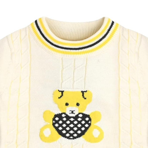 Kid's Cartoon Bear Knitted Warm Woolen Sweater Tshirt and Joggers Pant Winter Co-ord Set