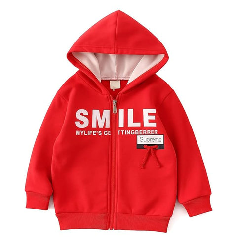 Kid's Winter Warm Fleece Front Open Zipper Hoodie Sweatshirt Jacket