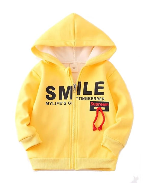 Kid's Winter Warm Fleece Front Open Zipper Hoodie Sweatshirt Jacket
