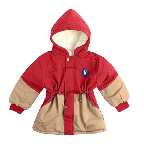 Space Astronaut Kid's Quilted Winter Warm Hood Jacket Coat Bomber Puffer Jacket with LED light Astronaut Patch