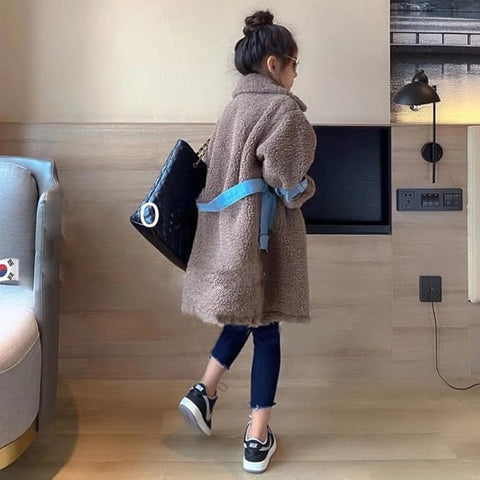 Warm Fur Woolen Winter Party Long Overcoat Jacket