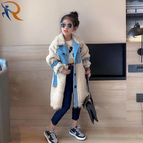 Warm Fur Woolen Winter Party Long Overcoat Jacket